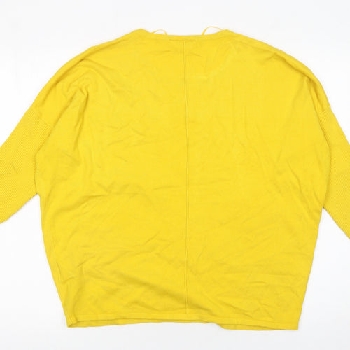 Saint Tropez Women’s Yellow Viscose Knit Jumper XL Relaxed Fit