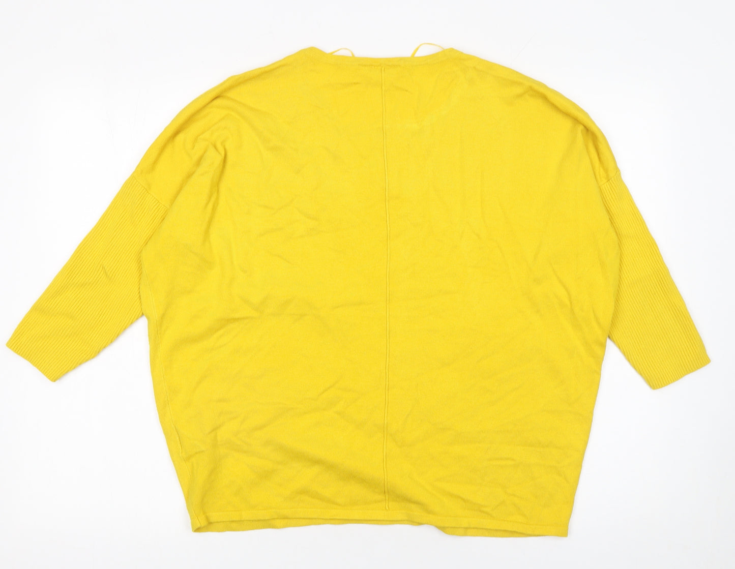 Saint Tropez Women’s Yellow Viscose Knit Jumper XL Relaxed Fit