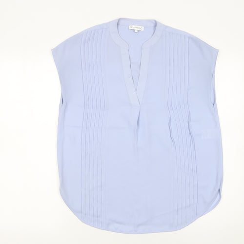 Warehouse Women's Blue Sleeveless Pleated Tunic Blouse Size 8
