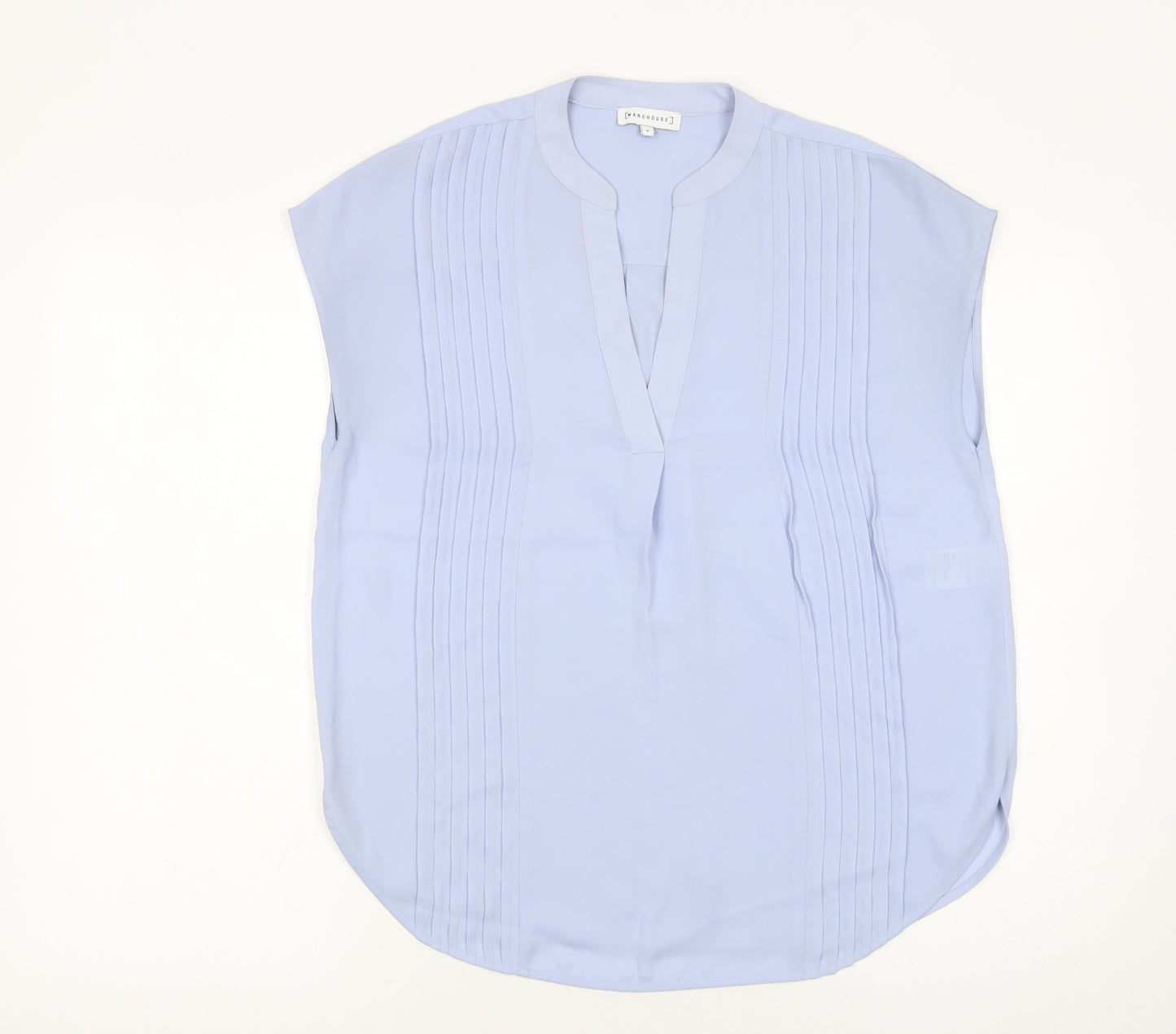 Warehouse Women's Blue Sleeveless Pleated Tunic Blouse Size 8