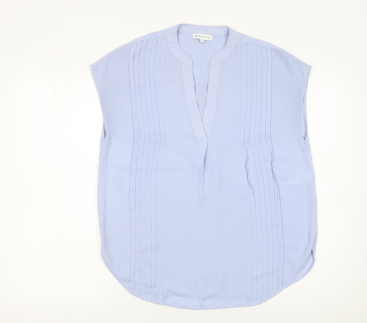 Warehouse Women's Blue Sleeveless Pleated Tunic Blouse Size 8