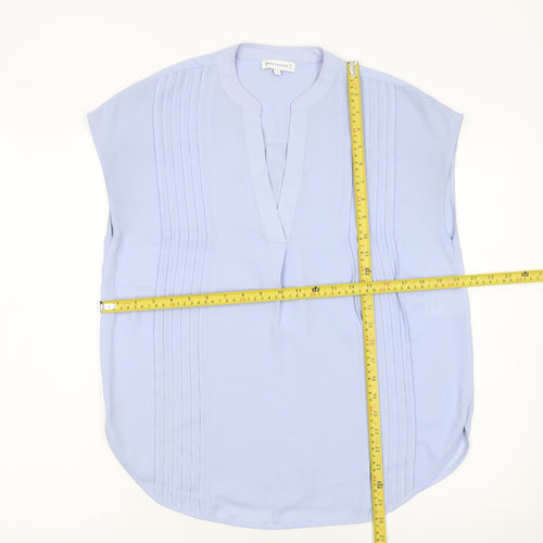 Warehouse Women's Blue Sleeveless Pleated Tunic Blouse Size 8
