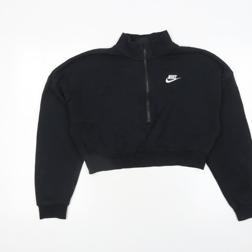 Nike Women's Black 1/4 Zip Cropped Sweatshirt Size S Cotton Blend
