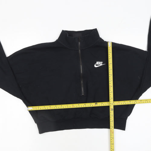Nike Women's Black 1/4 Zip Cropped Sweatshirt Size S Cotton Blend