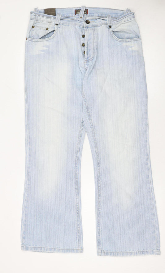 Crosshatch Men's Blue Light Wash Straight Denim Jeans 34W 30L