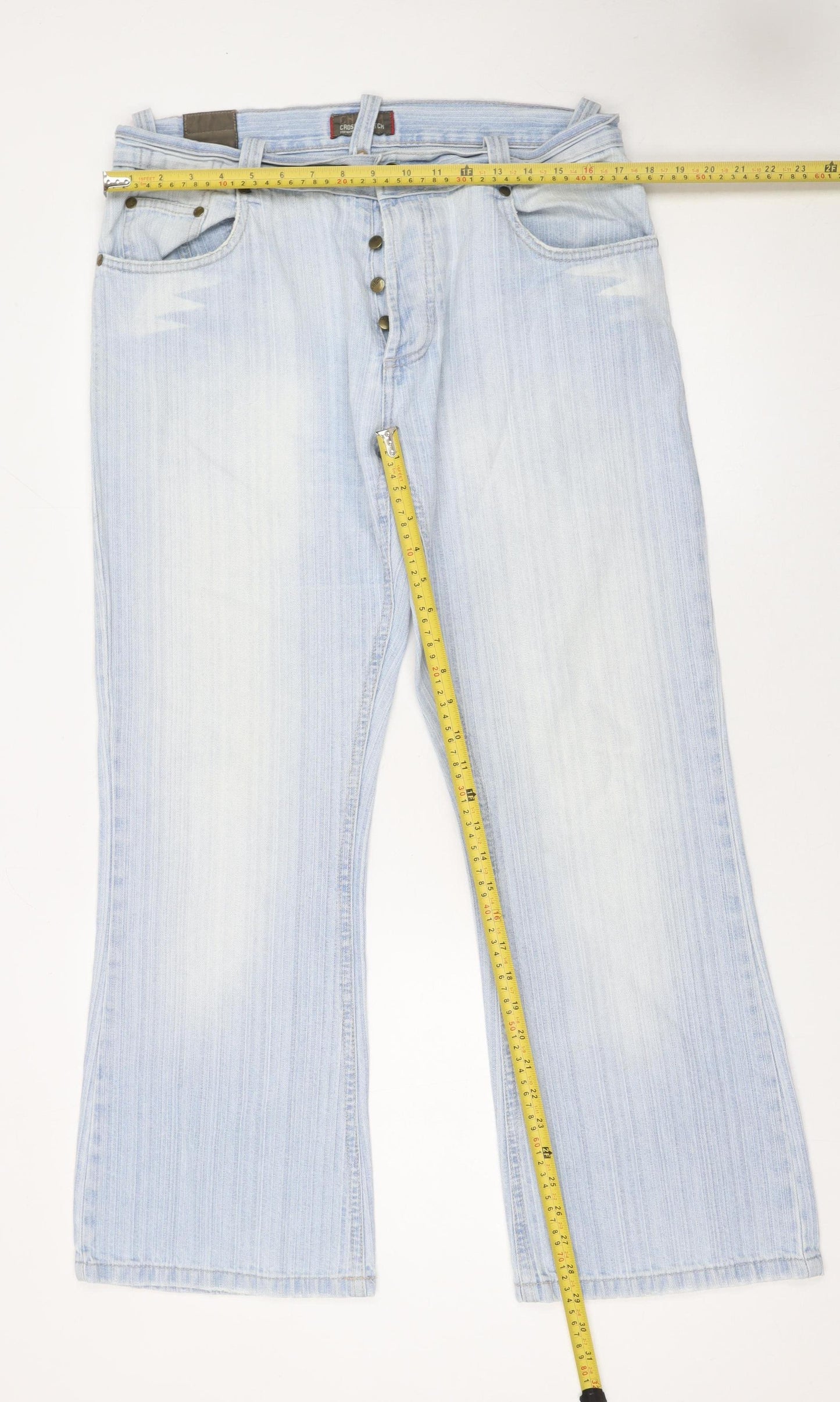Crosshatch Men's Blue Light Wash Straight Denim Jeans 34W 30L
