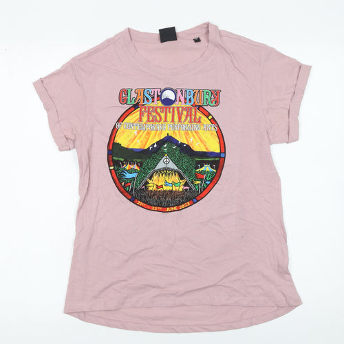 Glastonbury Festival Women Purple Rose Organic Cotton T-Shirt M