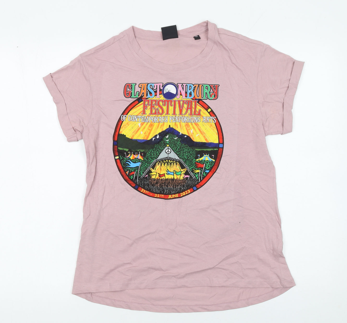 Glastonbury Festival Women Purple Rose Organic Cotton T-Shirt M