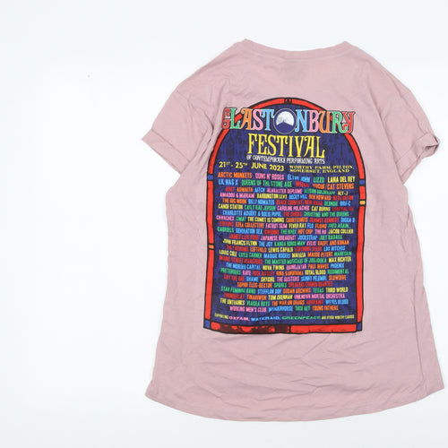 Glastonbury Festival Women Purple Rose Organic Cotton T-Shirt M