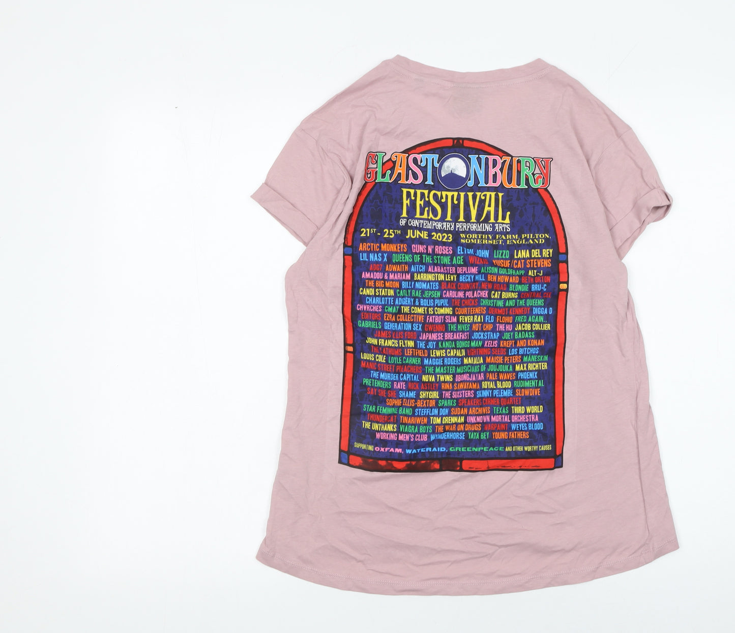 Glastonbury Festival Women Purple Rose Organic Cotton T-Shirt M