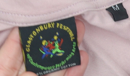 Glastonbury Festival Women Purple Rose Organic Cotton T-Shirt M