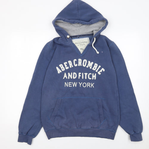 Abercrombie & Fitch Women's Blue Pullover Hoodie XL Cotton New York Print