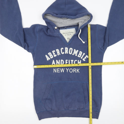 Abercrombie & Fitch Women's Blue Pullover Hoodie XL Cotton New York Print