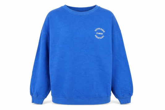 Front view of H&M Women Blue Cotton Crew Neck Pullover Sweatshirt XS