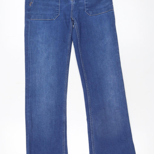 Zara Women Blue Size 8 High Rise Straight Belted Z1975 Jeans