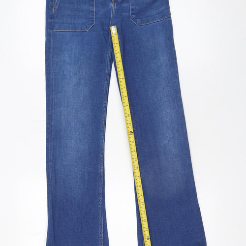 Zara Women Blue Size 8 High Rise Straight Belted Z1975 Jeans