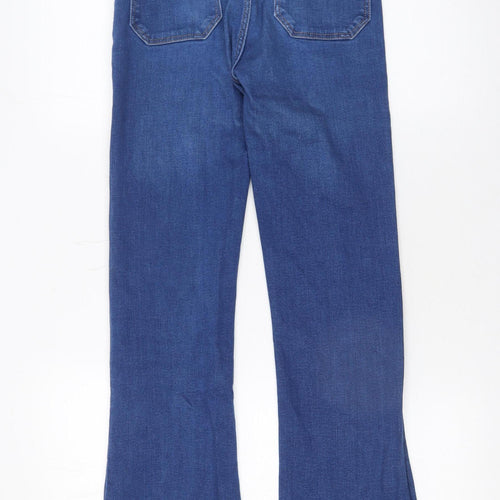 Zara Women Blue Size 8 High Rise Straight Belted Z1975 Jeans
