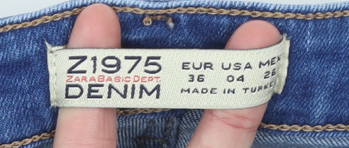 Zara Women Blue Size 8 High Rise Straight Belted Z1975 Jeans