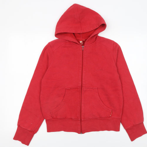 Hoi Polloi Women Red Full Zip Hoodie Size 14 Cotton Blend