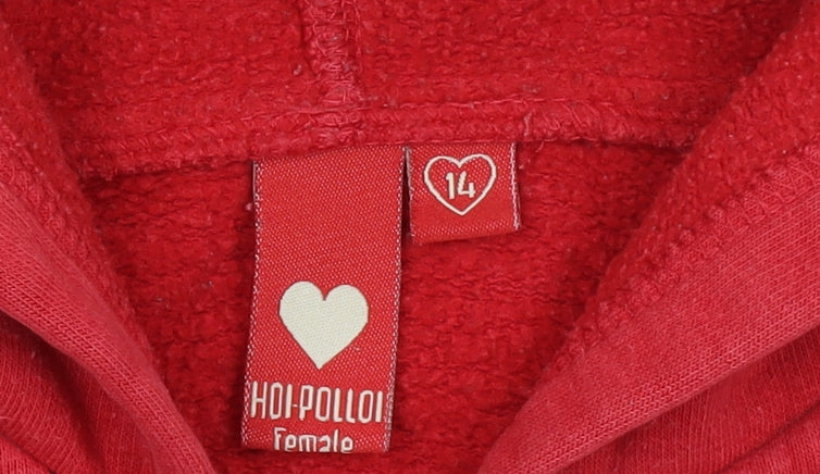 Hoi Polloi Women Red Full Zip Hoodie Size 14 Cotton Blend