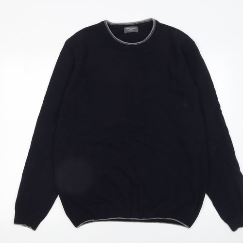 Lorenzo Magni Men's Blue Wool Pullover Jumper XL Crew Neck Knit