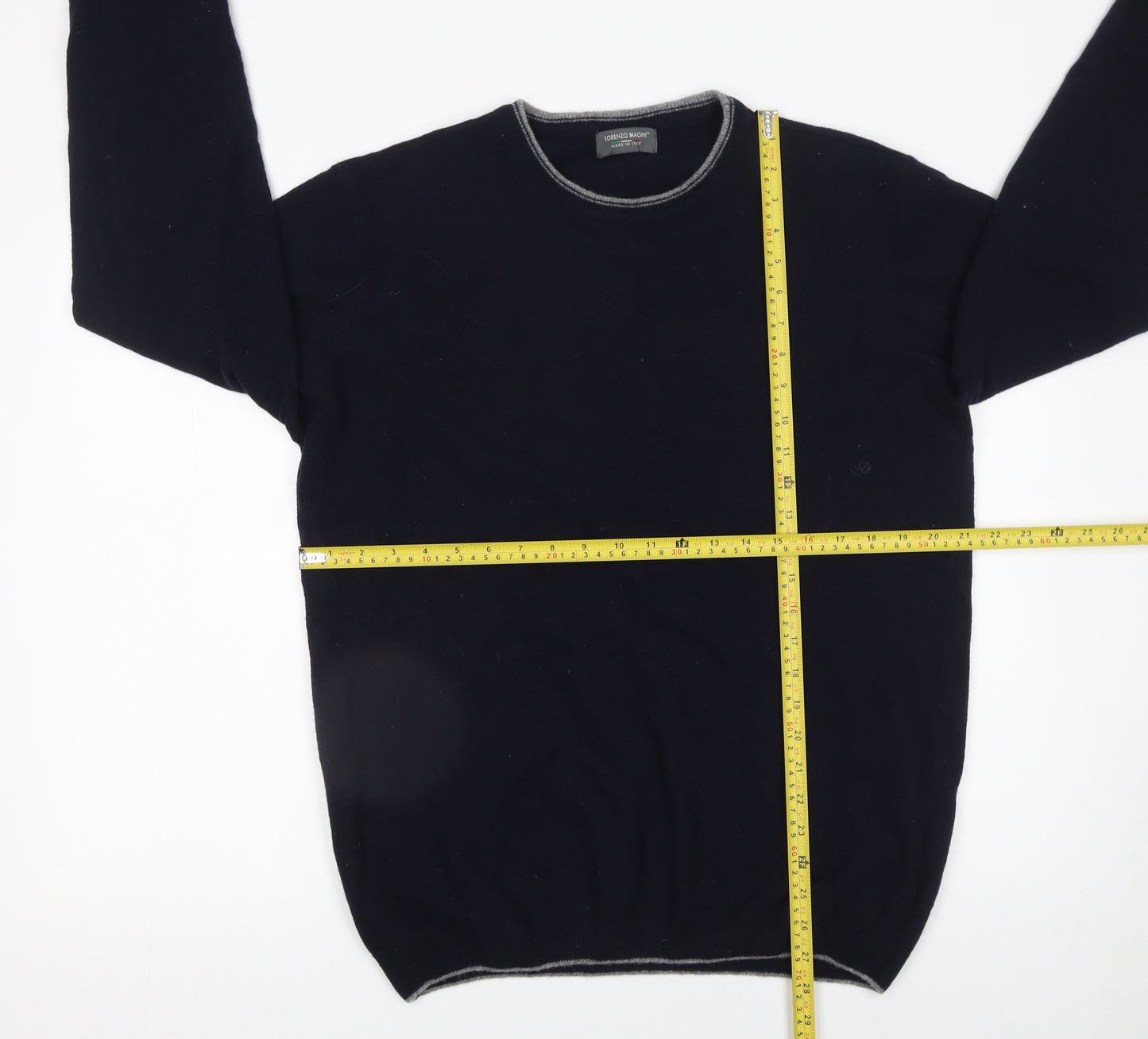 Lorenzo Magni Men's Blue Wool Pullover Jumper XL Crew Neck Knit