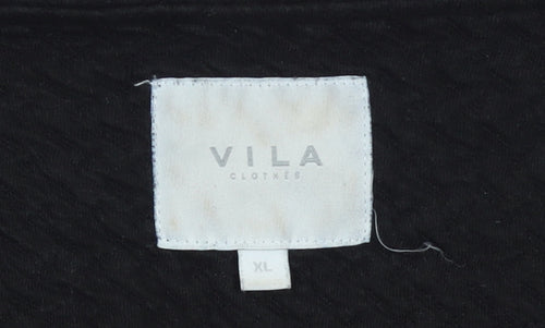 Vila Women’s Black Cotton Long Sleeve Open Cardigan XL