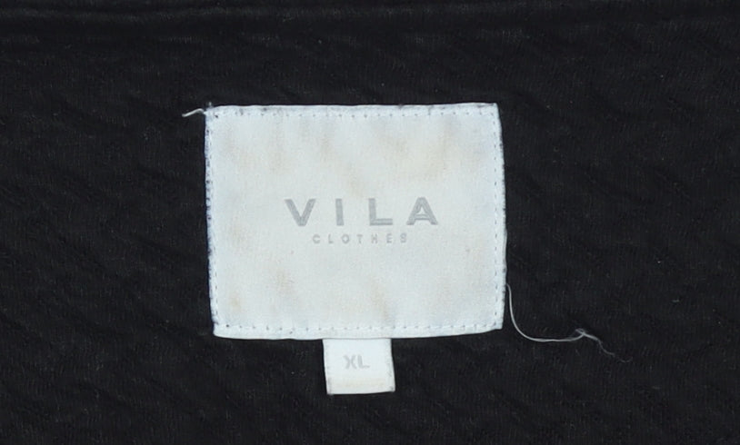 Vila Women’s Black Cotton Long Sleeve Open Cardigan XL