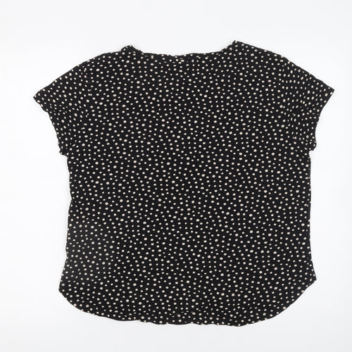 H&M Womens Black Polka Dot Cotton Short Sleeve Blouse Size 12