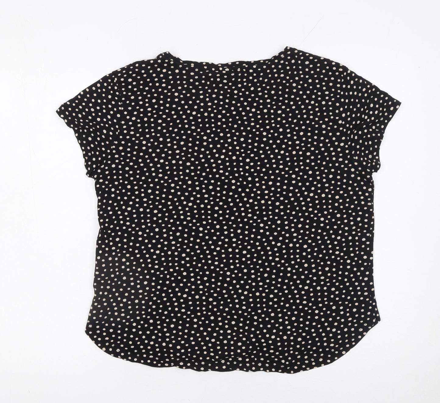 H&M Womens Black Polka Dot Cotton Short Sleeve Blouse Size 12