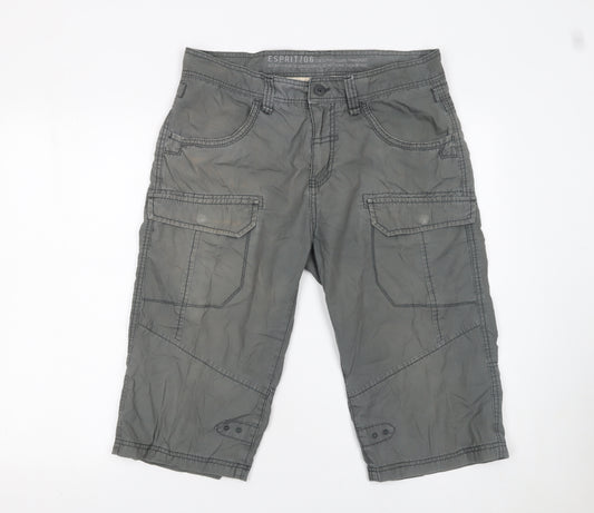 Esprit Men's Grey Cotton Cargo Shorts Size 32 Regular Fit