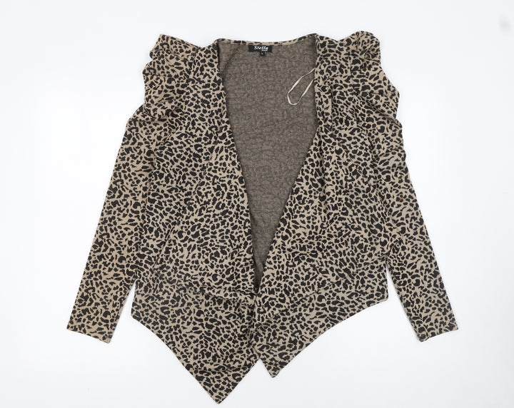 Stella Morgan Women’s Beige Leopard Print Open Jacket Size L