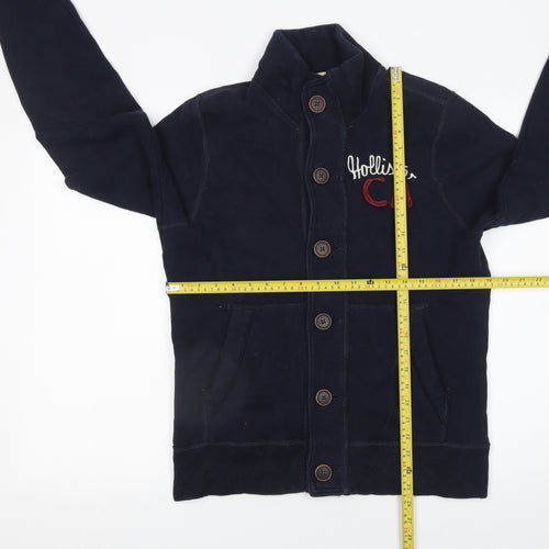 Hollister Mens Blue Cardigan M Button Up Embroidered Logo Casual Knit