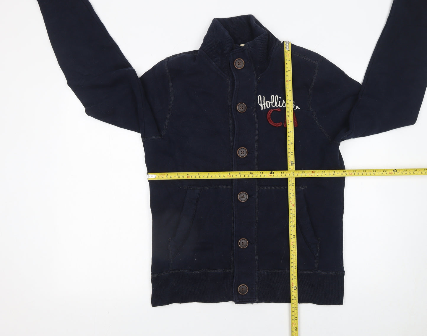 Hollister Mens Blue Cardigan M Button Up Embroidered Logo Casual Knit