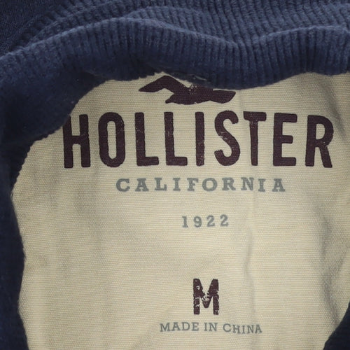 Hollister Mens Blue Cardigan M Button Up Embroidered Logo Casual Knit