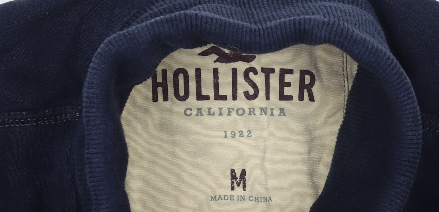 Hollister Mens Blue Cardigan M Button Up Embroidered Logo Casual Knit