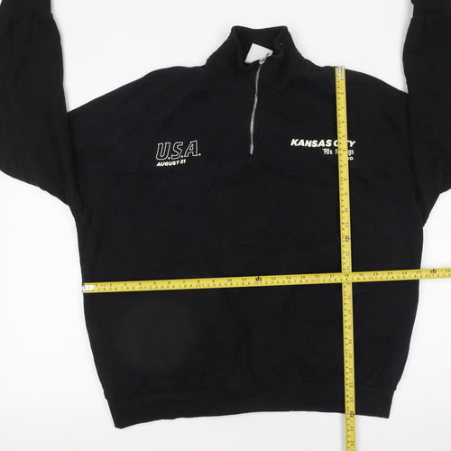 Bershka Womens Black 90s Kansas City 1/4 Zip Sweatshirt Size 12