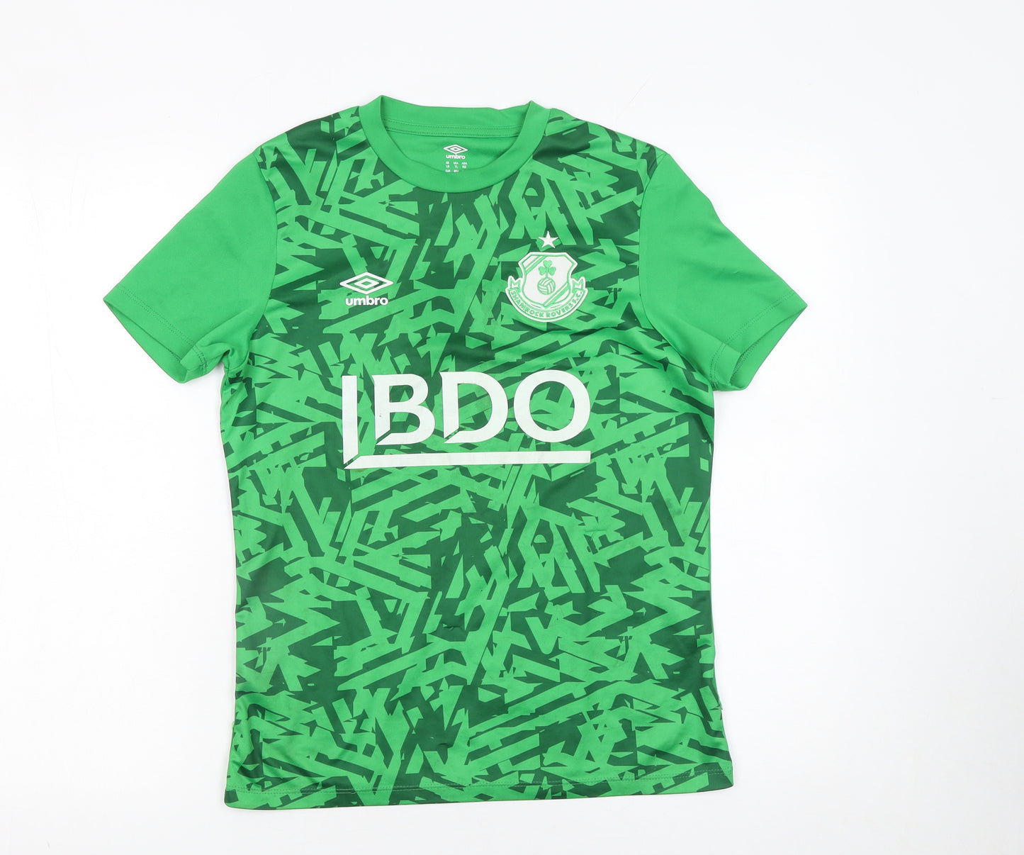 Umbro Boys Green Shamrock Rovers Football Jersey T-Shirt 12 Years