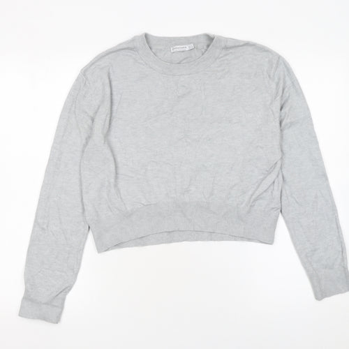 Stradivarius Women's Grey Regular Fit Crew Neck Jumper Size 14