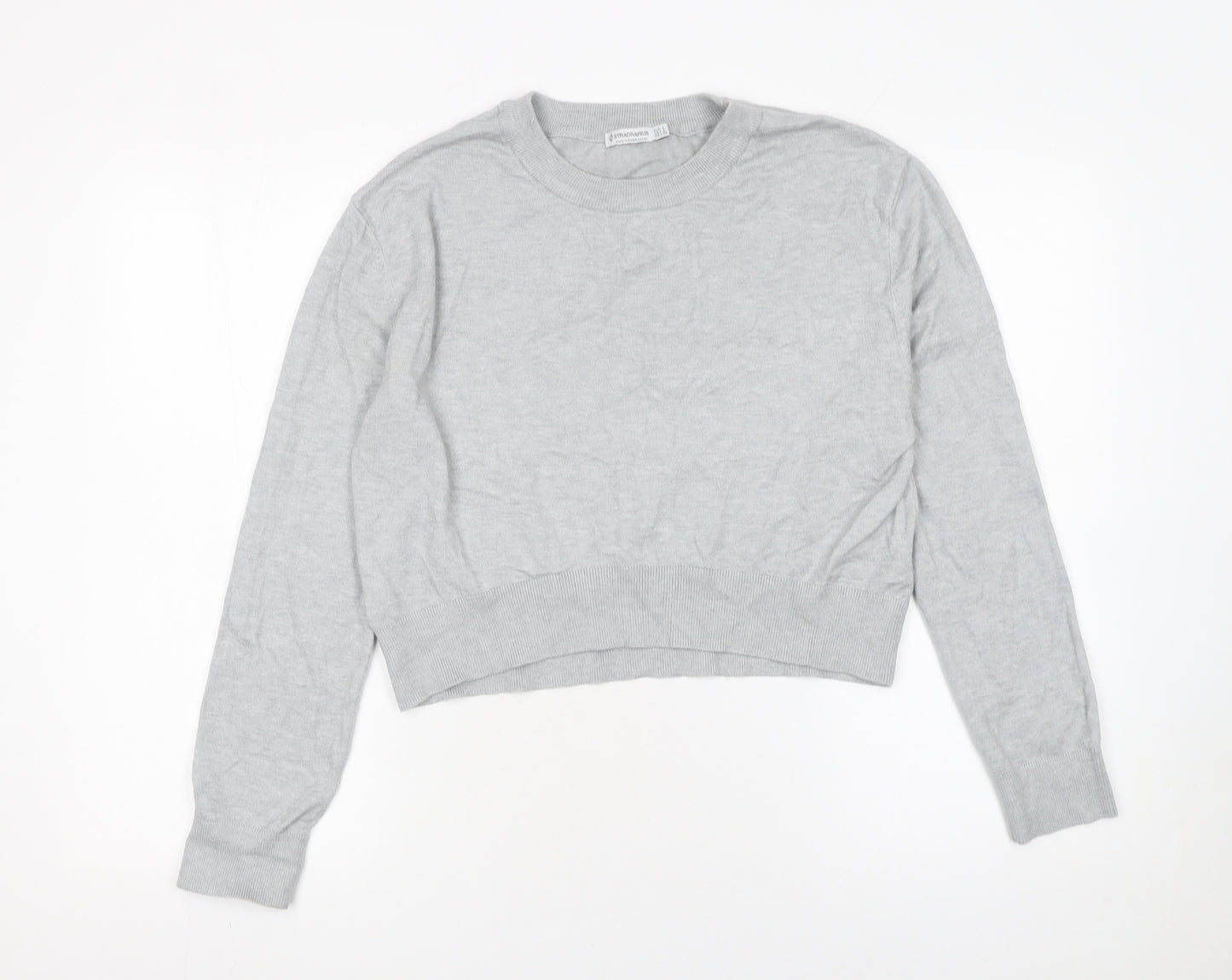 Stradivarius Women's Grey Regular Fit Crew Neck Jumper Size 14