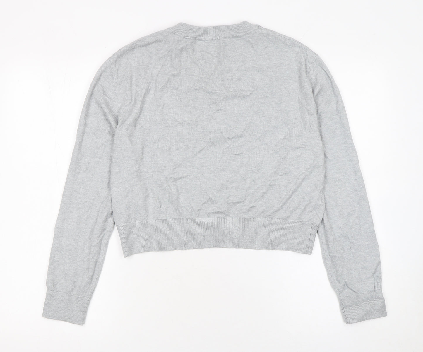 Stradivarius Women's Grey Regular Fit Crew Neck Jumper Size 14