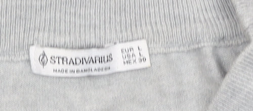 Stradivarius Women's Grey Regular Fit Crew Neck Jumper Size 14