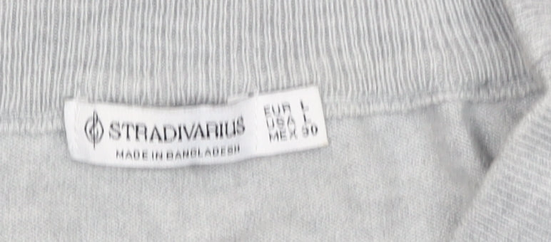Stradivarius Women's Grey Regular Fit Crew Neck Jumper Size 14