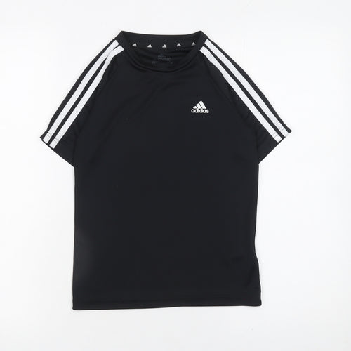 Adidas Boys Black 9-10 Years Short Sleeve Sports T-Shirt