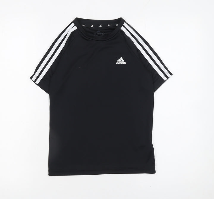 Adidas Boys Black 9-10 Years Short Sleeve Sports T-Shirt