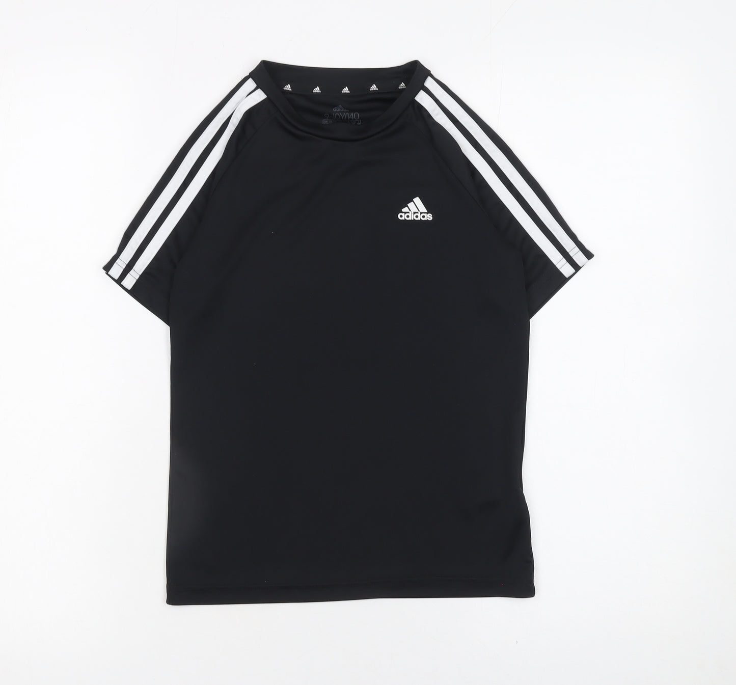 Adidas Boys Black 9-10 Years Short Sleeve Sports T-Shirt