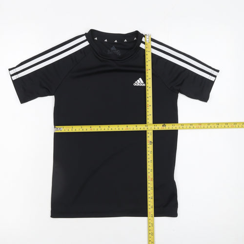 Adidas Boys Black 9-10 Years Short Sleeve Sports T-Shirt