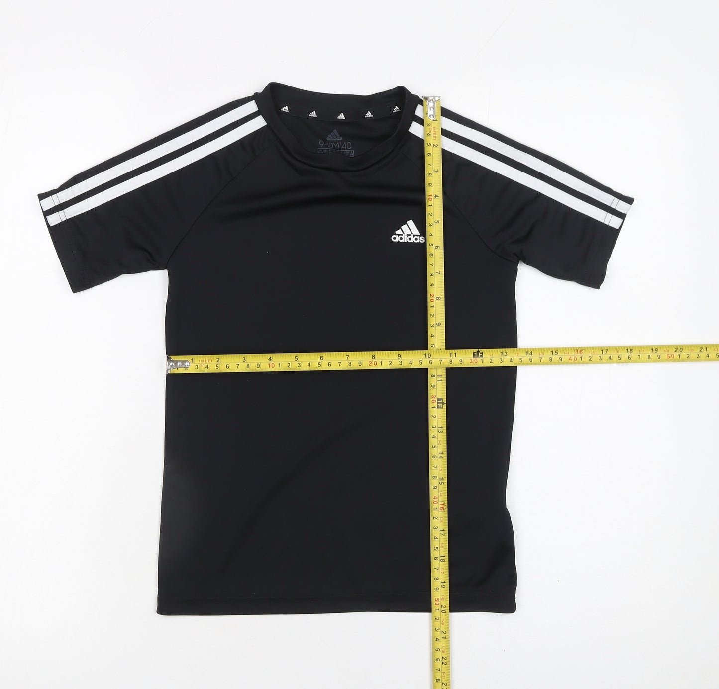 Adidas Boys Black 9-10 Years Short Sleeve Sports T-Shirt