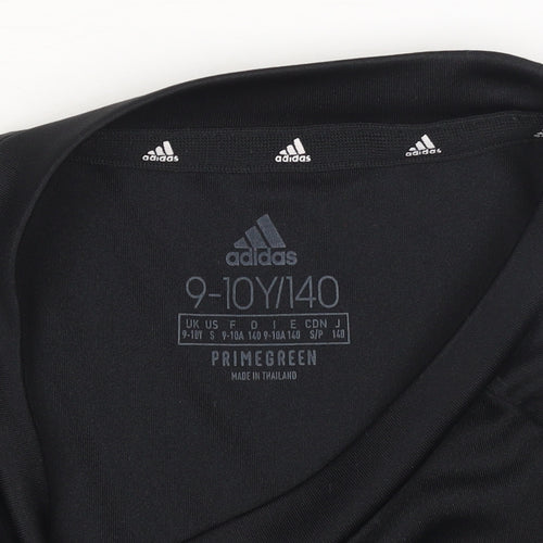 Adidas Boys Black 9-10 Years Short Sleeve Sports T-Shirt