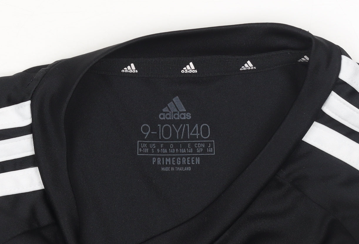 Adidas Boys Black 9-10 Years Short Sleeve Sports T-Shirt